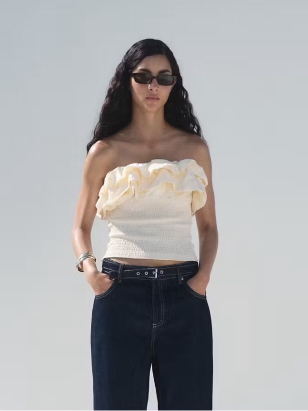 Mango STRAPLESS TOP WITH RUFFLES